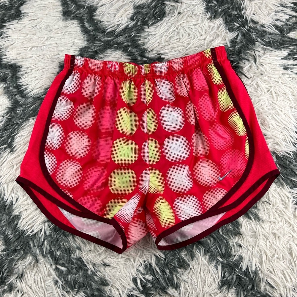 Nike Dri-Fit Women's Lined Running Shorts Size Small Polka Dot Red Green White